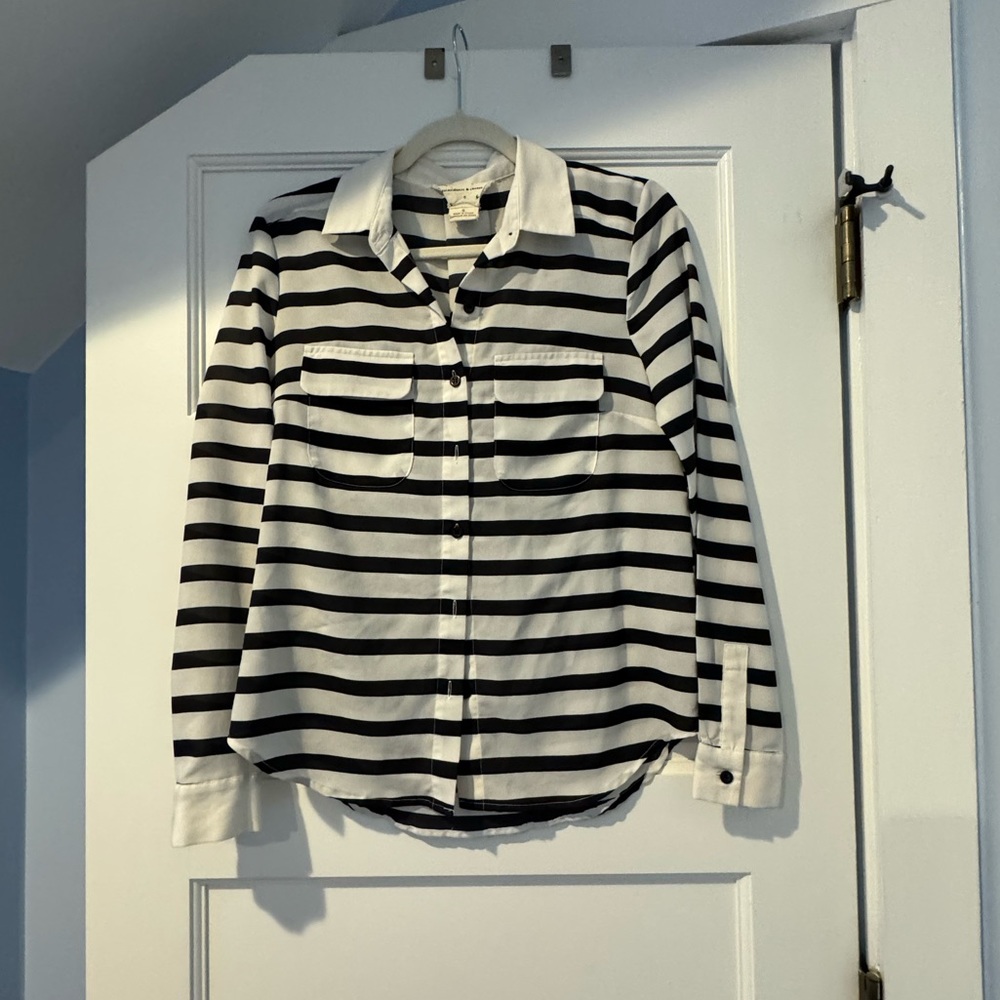 Striped Button Down Blouse Shirt